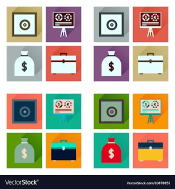 Concept flat icons with long shadow banking vector image