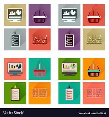 Concept flat icons with long shadow banking vector image