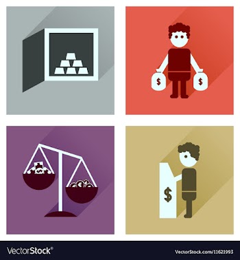 Concept flat icons with long shadow banking vector image