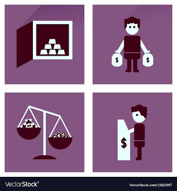 Concept flat icons with long shadow banking vector image