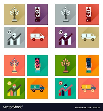 Concept flat icons with long shadow banking vector image