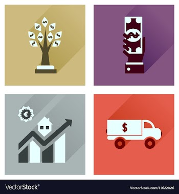 Concept flat icons with long shadow banking vector image