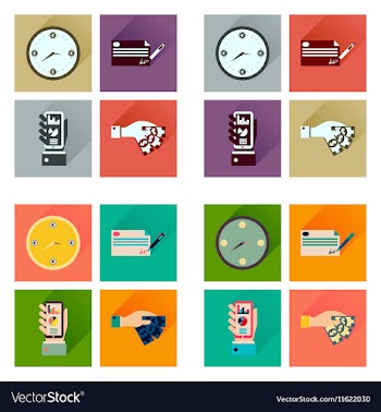 Concept flat icons with long shadow banking vector image