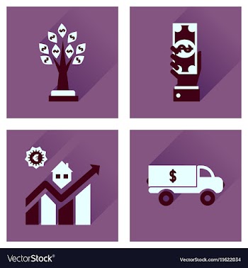 Concept flat icons with long shadow banking vector image