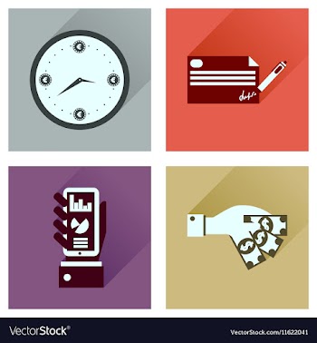 Concept flat icons with long shadow banking vector image