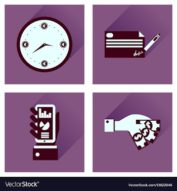 Concept flat icons with long shadow banking vector image