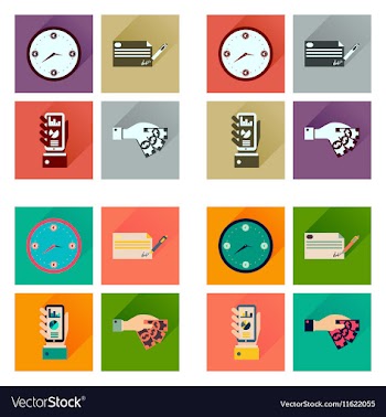 Concept flat icons with long shadow banking vector image