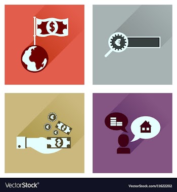 Concept flat icons with long shadow banking vector image