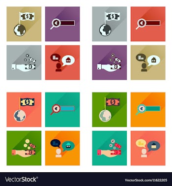 Concept flat icons with long shadow banking vector image