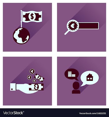 Concept flat icons with long shadow banking vector image