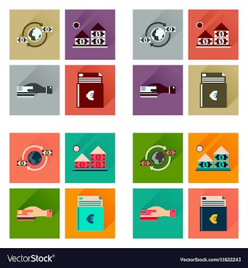 Concept flat icons with long shadow banking vector image