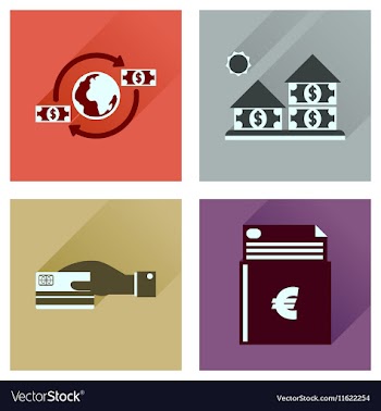 Concept flat icons with long shadow banking vector image