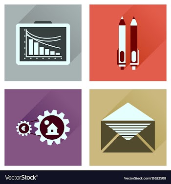 Concept flat icons with long shadow banking vector image