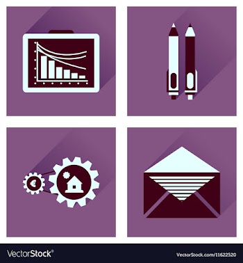 Concept flat icons with long shadow banking vector image