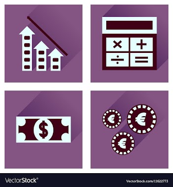 Concept flat icons with long shadow banking vector image
