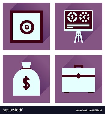 Concept flat icons with long shadow banking vector image