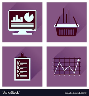 Concept flat icons with long shadow banking vector image