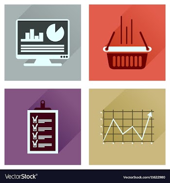 Concept flat icons with long shadow banking vector image