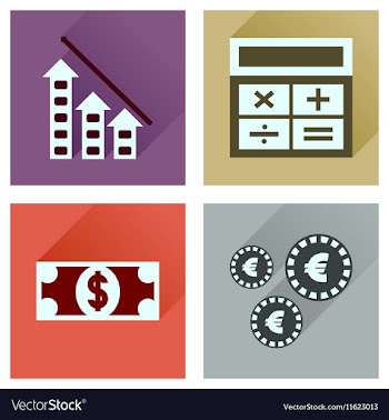 Concept flat icons with long shadow banking vector image