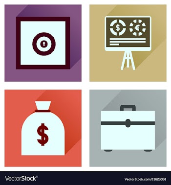 Concept flat icons with long shadow banking vector image
