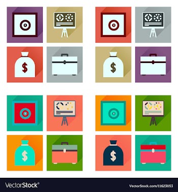 Concept flat icons with long shadow banking vector image
