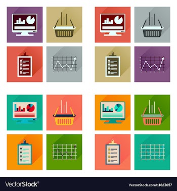 Concept flat icons with long shadow banking vector image