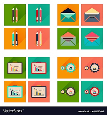Concept flat icons with long shadow banking vector image
