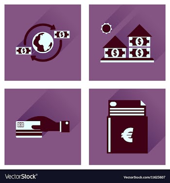 Concept flat icons with long shadow banking vector image