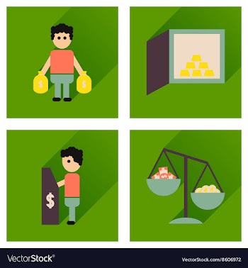 Concept flat icons with long shadow banking vector image