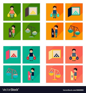 Concept flat icons with long shadow banking vector image