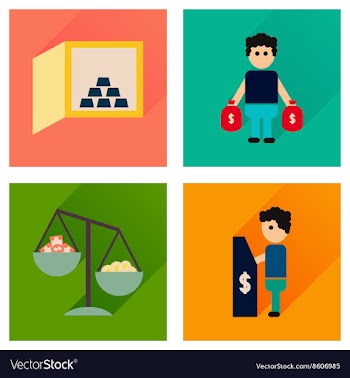 Concept flat icons with long shadow banking vector image