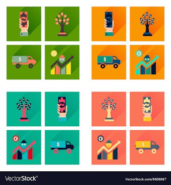 Concept flat icons with long shadow banking vector image