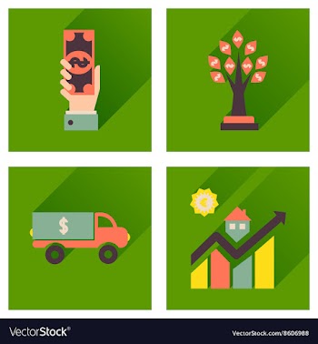 Concept flat icons with long shadow banking vector image