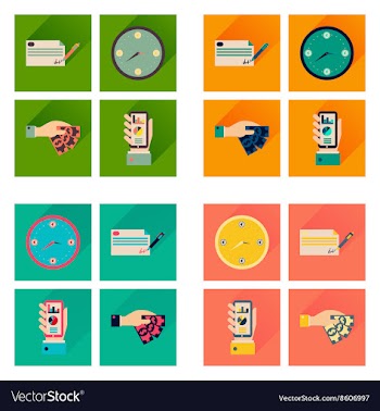 Concept flat icons with long shadow banking vector image