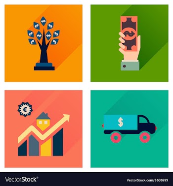 Concept flat icons with long shadow banking vector image