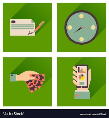 Concept flat icons with long shadow banking vector image