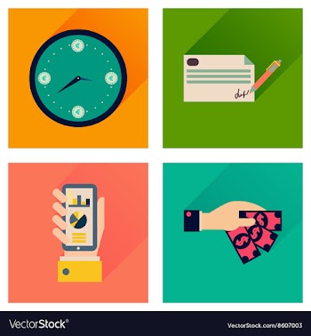 Concept flat icons with long shadow banking vector image