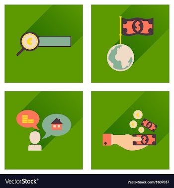 Concept flat icons with long shadow banking vector image