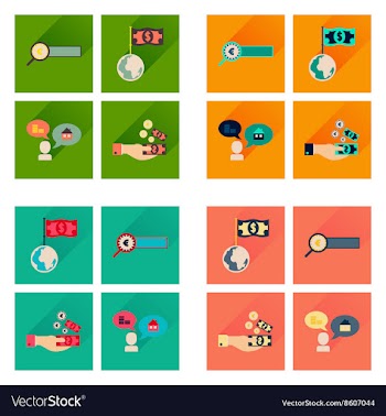 Concept flat icons with long shadow banking vector image