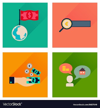 Concept flat icons with long shadow banking vector image