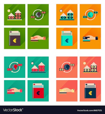 Concept flat icons with long shadow banking vector image
