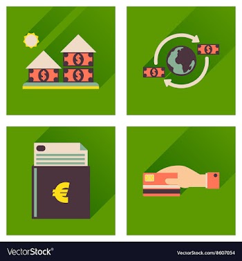 Concept flat icons with long shadow banking vector image