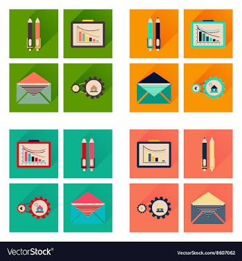 Concept flat icons with long shadow banking vector image