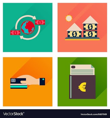Concept flat icons with long shadow banking vector image