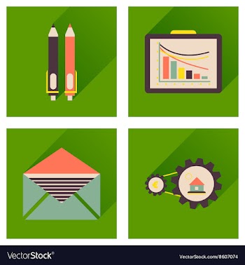 Concept flat icons with long shadow banking vector image