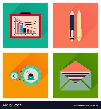Concept flat icons with long shadow banking vector image