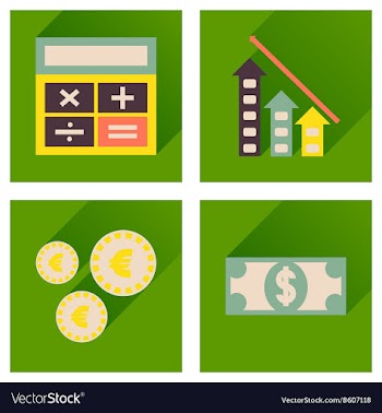 Concept flat icons with long shadow banking vector image