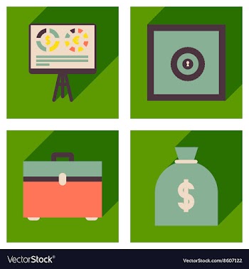 Concept flat icons with long shadow banking vector image
