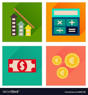 Concept flat icons with long shadow banking vector image