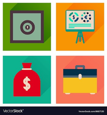 Concept flat icons with long shadow banking vector image